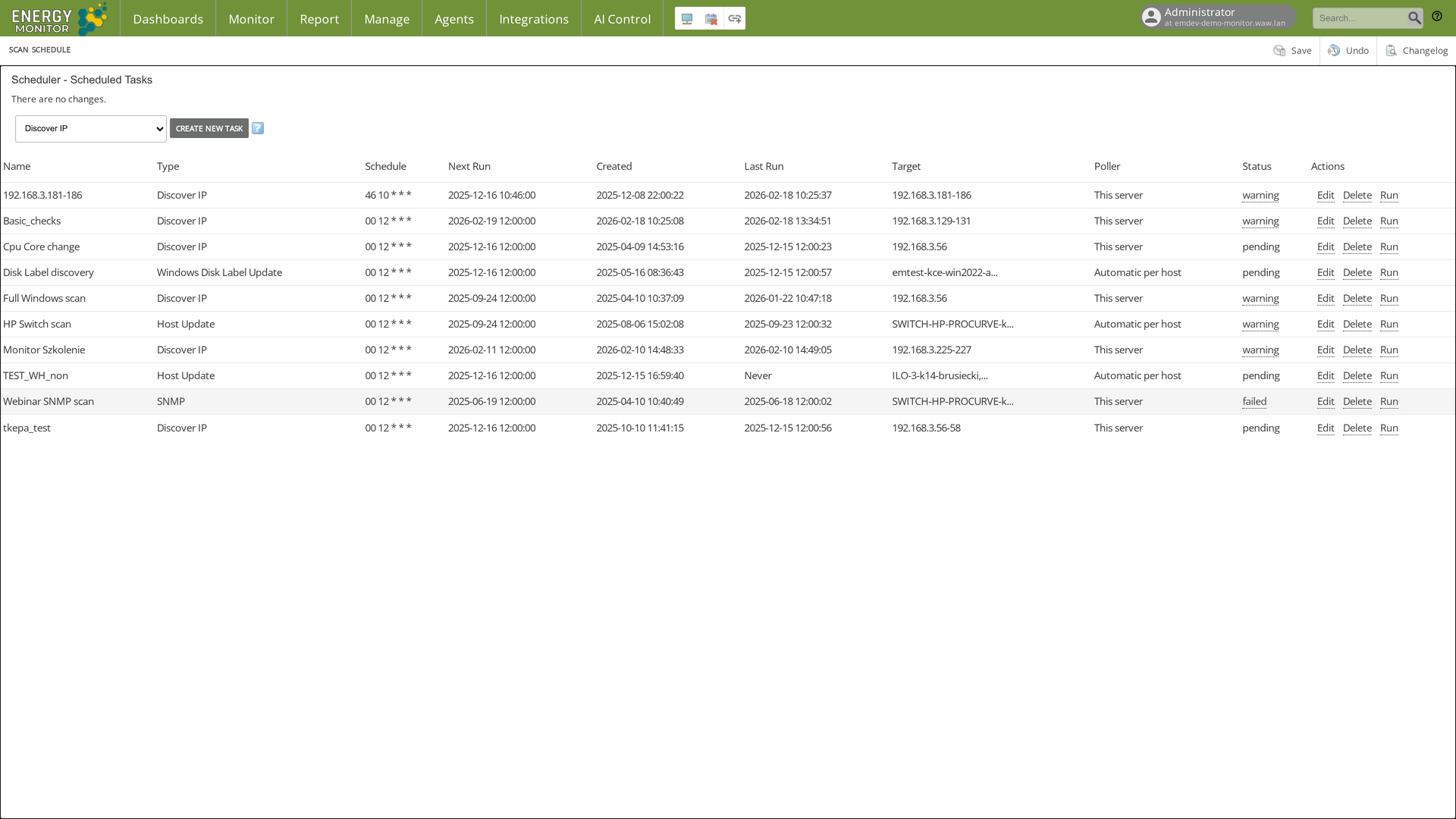 Scan Schedule